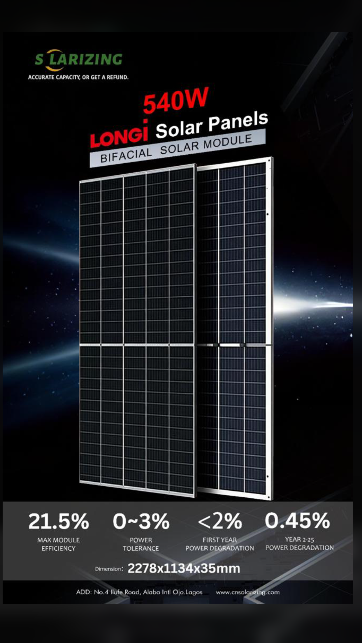 Longi 540w Price in Nigeria 🇳🇬 Alaba Solar Marketplace