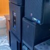 pro audio speakers likely featuring a 15-inch woofer