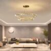 Two ring crystal LED chandelier, often referred to a helical